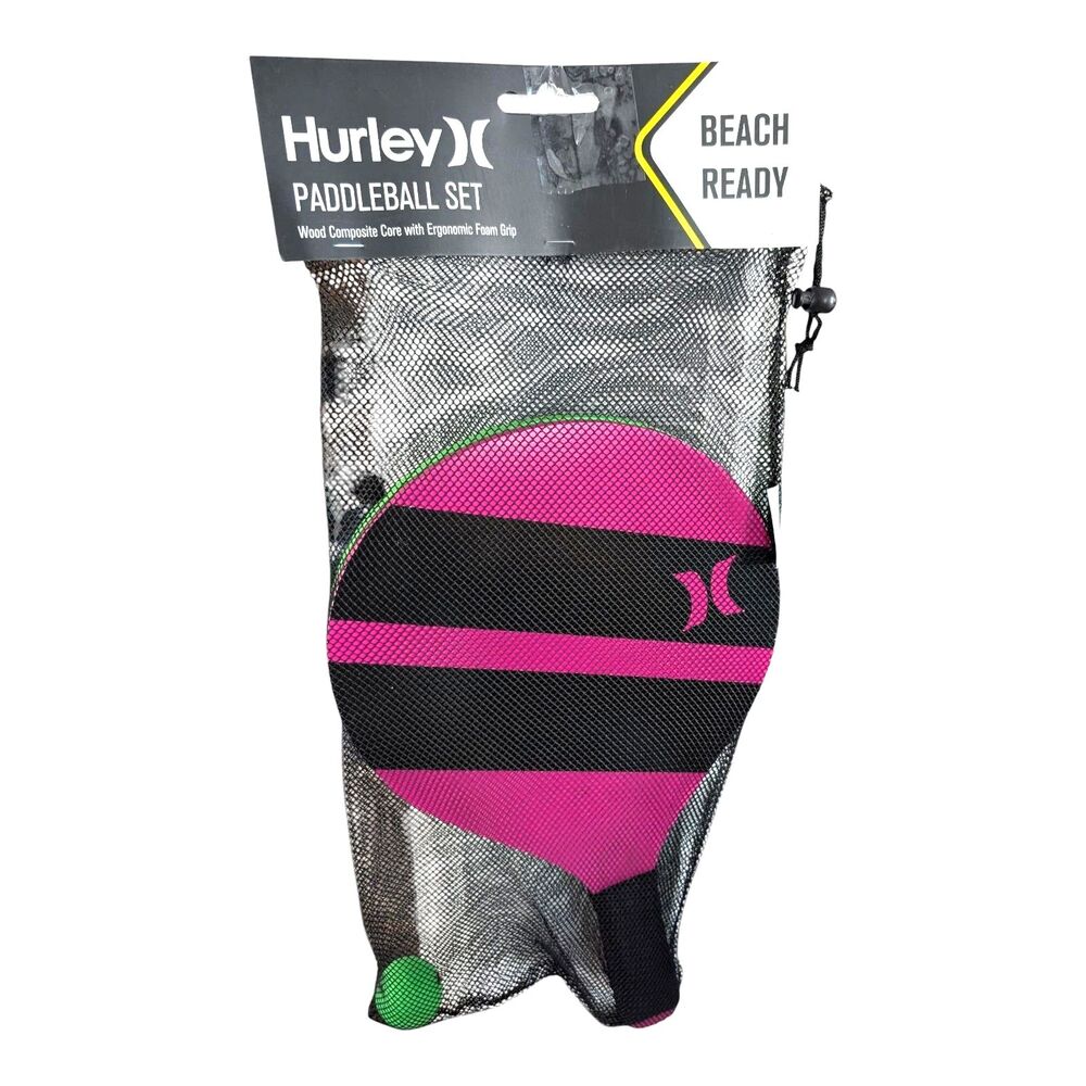 Hurley Paddleball Set Beach Ready Includes 2 Paddles and 2 Balls New